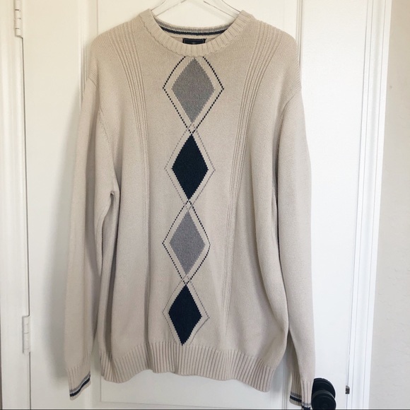 Dockers Tops - DOCKERS VTG Argyle Cream / Blue Sweater Size XL